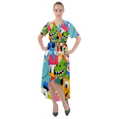 Illustration Cartoon Character Animal Cute Front Wrap High Low Dress by Sudhe