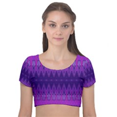 Illustration Purple Abstract Wallpaper Pattern Abstract Velvet Short Sleeve Crop Top  by Sudhe