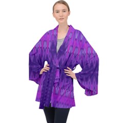 Illustration Purple Abstract Wallpaper Pattern Abstract Long Sleeve Velvet Kimono 