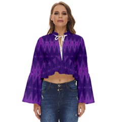 Illustration Purple Abstract Wallpaper Pattern Abstract Boho Long Bell Sleeve Top