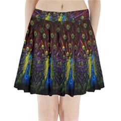 Beautiful Peacock Feather Pleated Mini Skirt by Jancukart