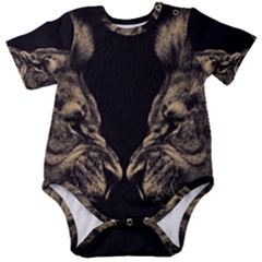 Animalsangry Male Lions Conflict Baby Short Sleeve Onesie Bodysuit