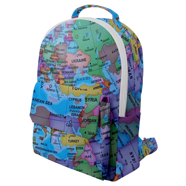 Globe world map maps europe Flap Pocket Backpack (Small)