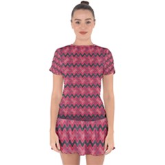 Background-pattern-structure Drop Hem Mini Chiffon Dress by Jancukart