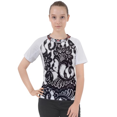 Im Fourth Dimension Black White 66 Women s Sport Raglan Tee by imanmulyana