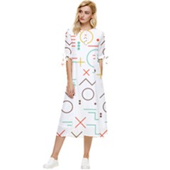 Mathematics Geometry Geometric Shape Euclidean Pattern Bow Sleeve Chiffon Midi Dress