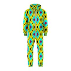 Abstract Pattern Tiles Square Design Modern Hooded Jumpsuit (kids)