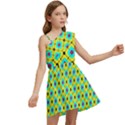 Abstract Pattern Tiles Square Design Modern Kids  One Shoulder Party Dress View2