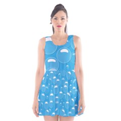 Pattern Blue Bubble Pattern Background Scoop Neck Skater Dress