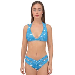 Pattern Blue Bubble Pattern Background Double Strap Halter Bikini Set by Amaryn4rt