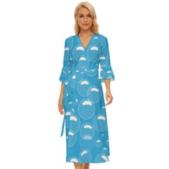 Pattern Blue Bubble Pattern Background Midsummer Wrap Dress