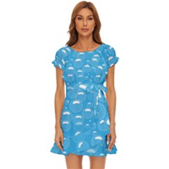 Pattern Blue Bubble Pattern Background Puff Sleeve Frill Dress by Amaryn4rt