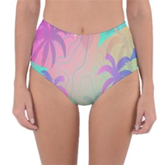 Palm-trees Reversible High-waist Bikini Bottoms by nateshop