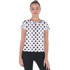 Pattern-whit Star Black Short Sleeve Sports Top  by nateshop