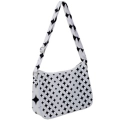 Pattern-whit Star Black Zip Up Shoulder Bag by nateshop