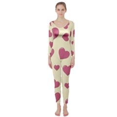 Valentine Flat Love Hearts Design Romantic Long Sleeve Catsuit by Amaryn4rt