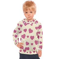 Valentine Flat Love Hearts Design Romantic Kids  Hooded Pullover by Amaryn4rt