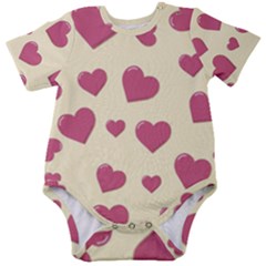 Valentine Flat Love Hearts Design Romantic Baby Short Sleeve Onesie Bodysuit by Amaryn4rt