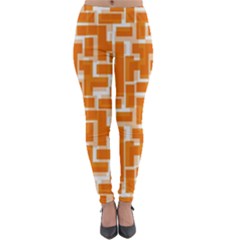 Illustration Orange Background Rectangles Pattern Lightweight Velour Leggings by Amaryn4rt