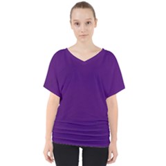 Purple V-neck Dolman Drape Top by nateshop