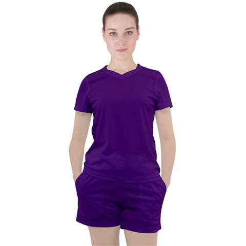 Purple Women s Tee And Shorts Set by nateshop