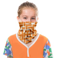 Illustration Orange Background Rectangles Pattern Face Covering Bandana (kids) by Amaryn4rt