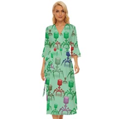 Bacteriophage Virus Army Midsummer Wrap Dress