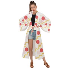 Illustration Abstract Line Pattern Dot Lines Decorative Maxi Kimono