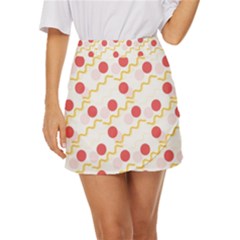 Illustration Abstract Line Pattern Dot Lines Decorative Mini Front Wrap Skirt
