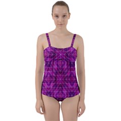 Purple-art Twist Front Tankini Set