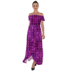 Purple-art Off Shoulder Open Front Chiffon Dress