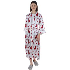 Christmas Template Advent Cap Maxi Satin Kimono by Amaryn4rt