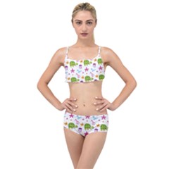 Turtles Animals Sea Life Layered Top Bikini Set