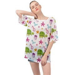 Turtles Animals Sea Life Oversized Chiffon Top by Amaryn4rt