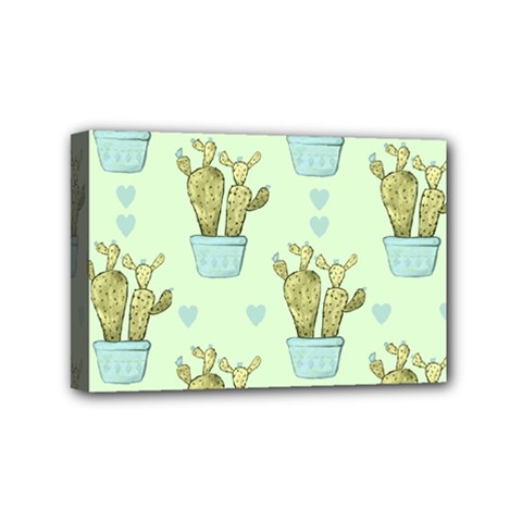 Background Pattern Green Cactus Flora Mini Canvas 6  X 4  (stretched) by Amaryn4rt
