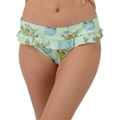 Background Pattern Green Cactus Flora Frill Bikini Bottom by Amaryn4rt