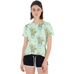 Background Pattern Green Cactus Flora Open Back Sport Tee