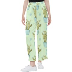 Background Pattern Green Cactus Flora Women s Pants 