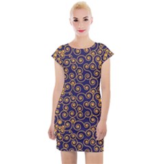 Pattern Illustration Spiral Pattern Texture Fractal Cap Sleeve Bodycon Dress by Amaryn4rt