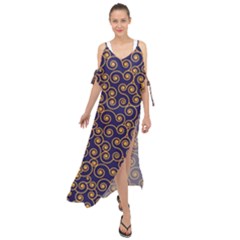 Pattern Illustration Spiral Pattern Texture Fractal Maxi Chiffon Cover Up Dress by Amaryn4rt