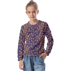 Pattern Illustration Spiral Pattern Texture Fractal Kids  Long Sleeve Tee With Frill 