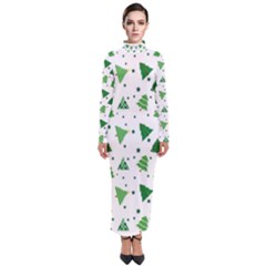 Christmas Trees Pattern Design Pattern Turtleneck Maxi Dress by Amaryn4rt