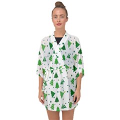 Christmas Trees Pattern Design Pattern Half Sleeve Chiffon Kimono by Amaryn4rt