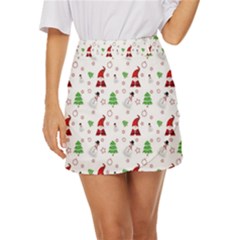 Santa Claus Snowman Christmas Xmas Mini Front Wrap Skirt by Amaryn4rt
