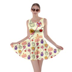 Food Illustration Cupcake Pattern Lollipop Skater Dress by Amaryn4rt