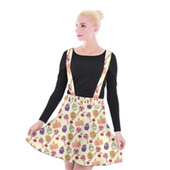 Food Illustration Cupcake Pattern Lollipop Suspender Skater Skirt by Amaryn4rt