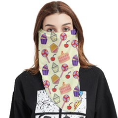Food Illustration Cupcake Pattern Lollipop Face Covering Bandana (triangle) by Amaryn4rt