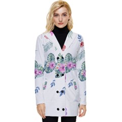 Template-flower Button Up Hooded Coat 