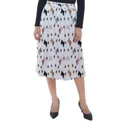 Illustration Cartoon Cat Paw Background Pattern Cute Classic Velour Midi Skirt  by Amaryn4rt