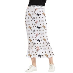 Illustration Cartoon Cat Paw Background Pattern Cute Maxi Fishtail Chiffon Skirt